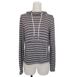 Marine Layer Double Knit Charcoal Gray Stripe Hoodie Sz Small